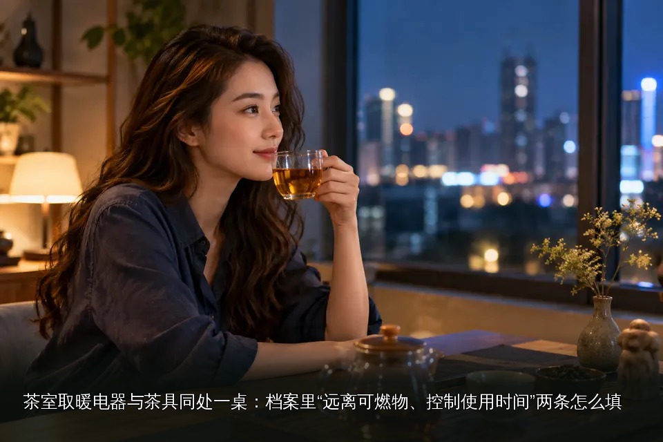 年轻女性品茶主题图｜城市夜景品茶